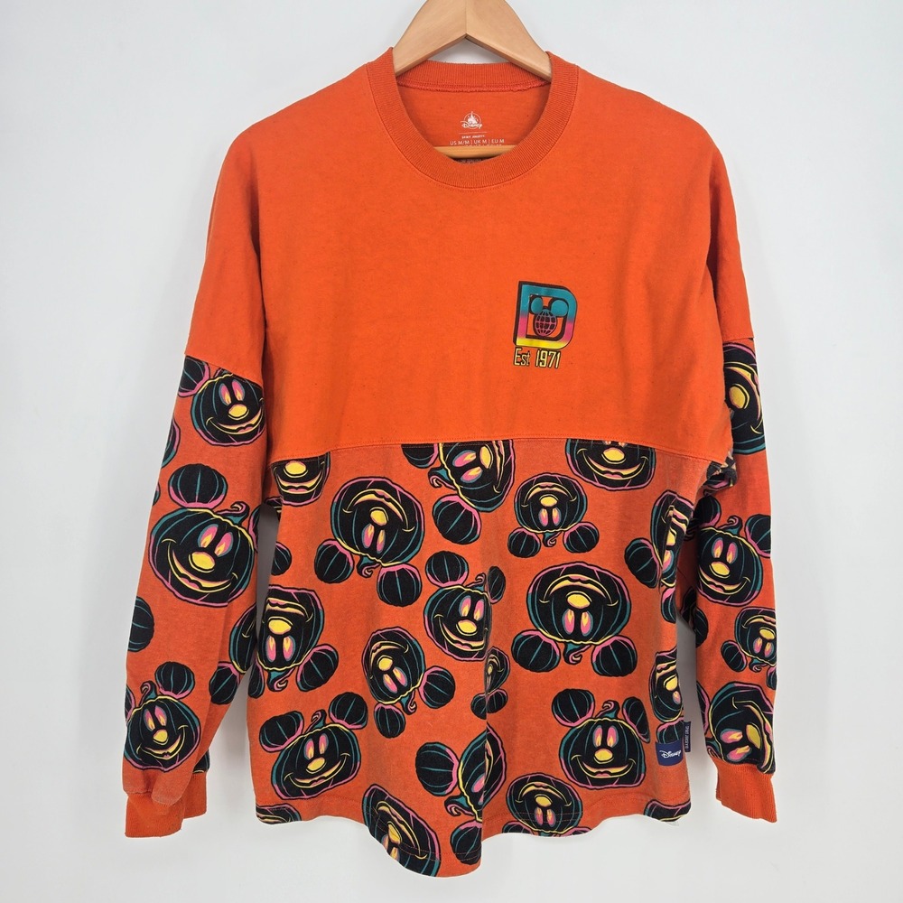 Disney World Spirit Jersey Mickey Mouse Halloween Pumpkin Orange Shirt Medium